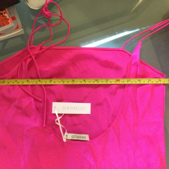 DANNIJO ACID PINK SILK MIDI DRESS - Picture 4 of 9